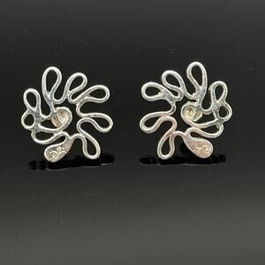 Silver Mexico Daniel Espinosa Freeform Openwork Solid Sterling Post Earrings